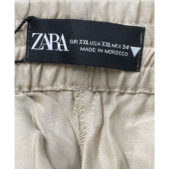 Zara Women’s Tan Pull On Lightweight Casual Elastic Waist Shorts Size XXL - NEW - Picture 3 of 4